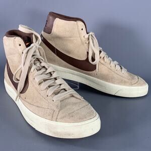 NIKE Size 10.5 Beige Brown Logo Suede High Top Sneakers